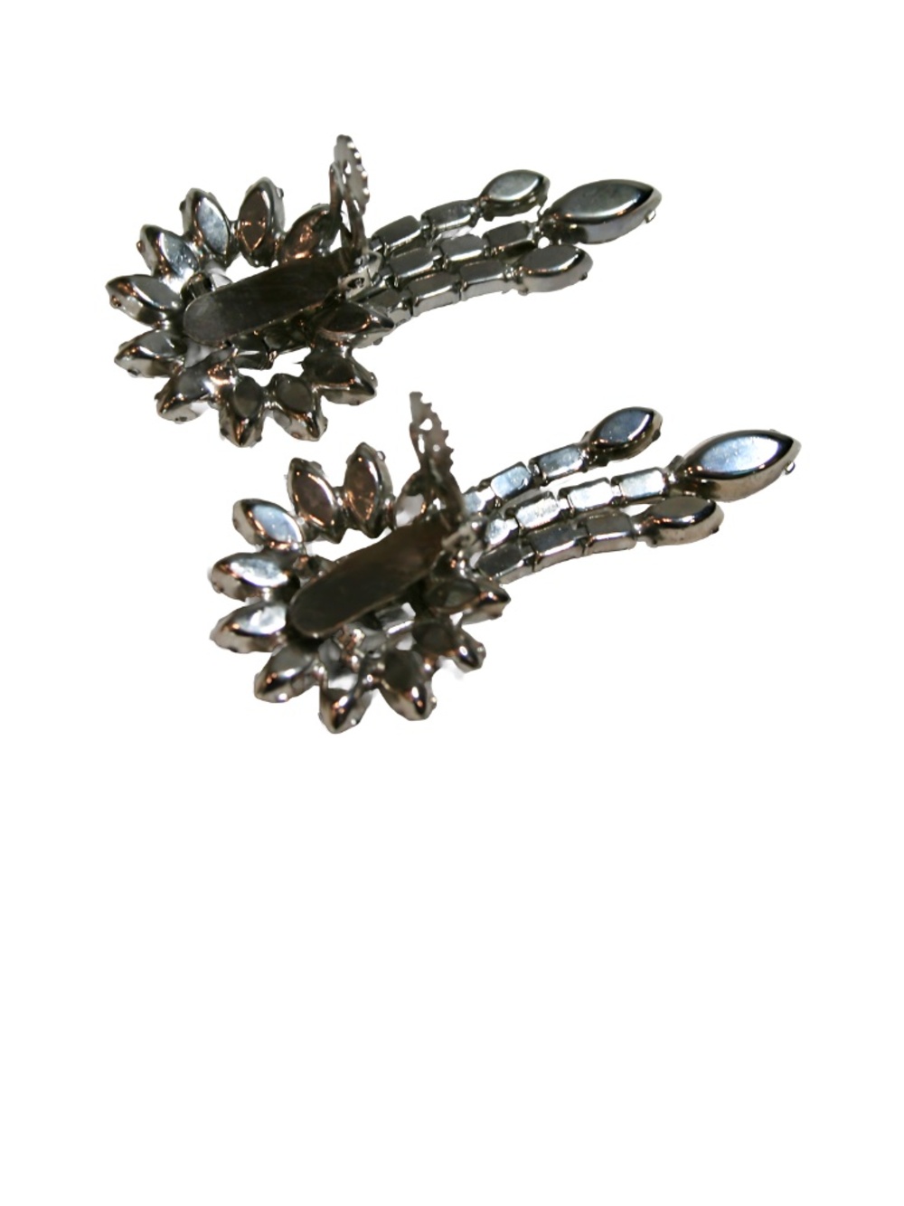 Vintage Weiss Clip Rhinestone Dangle Earrings - Picture 3 of 6